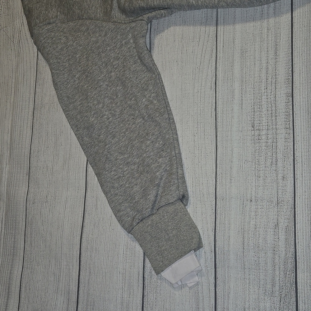 EVIDNT Women's Back Tie Crewneck Sweatshirt Gray & White Size L NWT - Picture 4 of 14